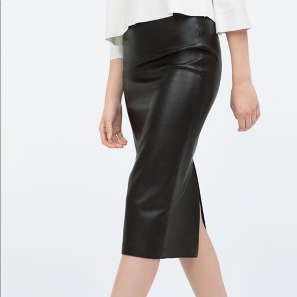 leather midi skirt zara